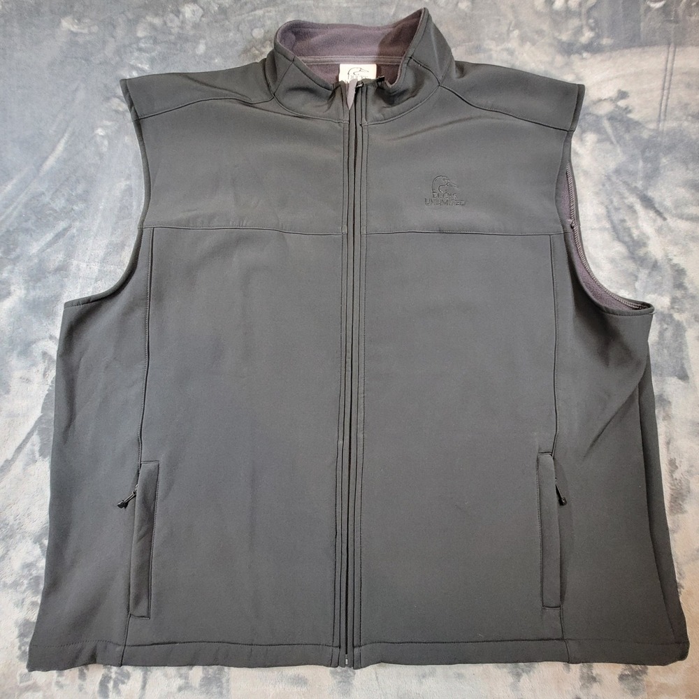 Ducks Unlimited Mens Softshell Fleece Lined Vest Gray XXXL Full Zip Outdoor